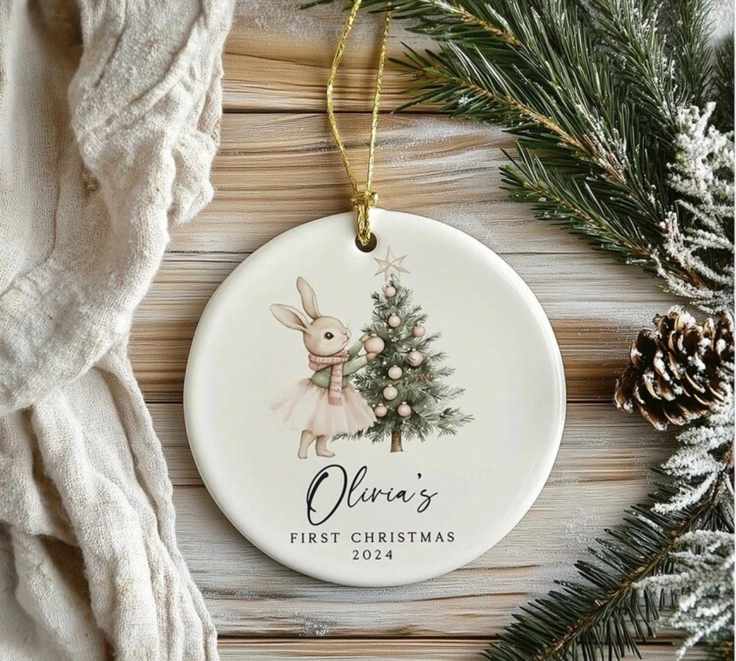 Keramieken kerstbal met bedrukking naar keuze