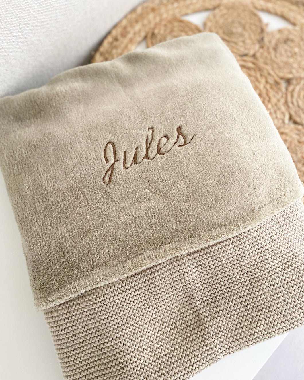 Deken Wieg 75x100cm Basic Knit OLIVE GREEN FLEECE