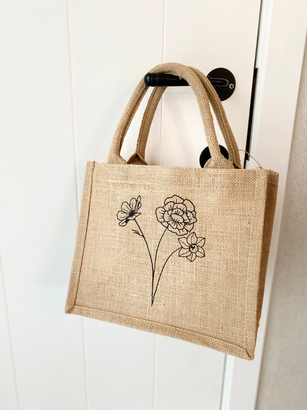 Mini jute tas met bedrukking