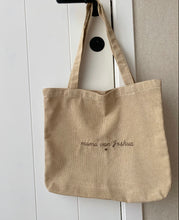 Afbeelding in Gallery-weergave laden, Mommybag/ schooltas/ werktas ribbelstof BEIGE met borduring

