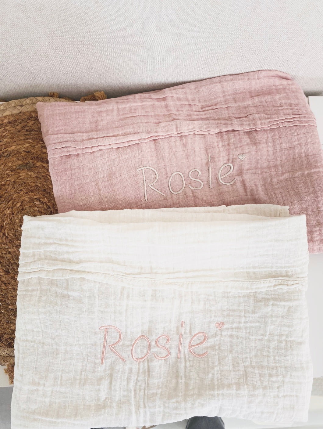 Hydrofiele doeken duopack ROZE EN IVORY