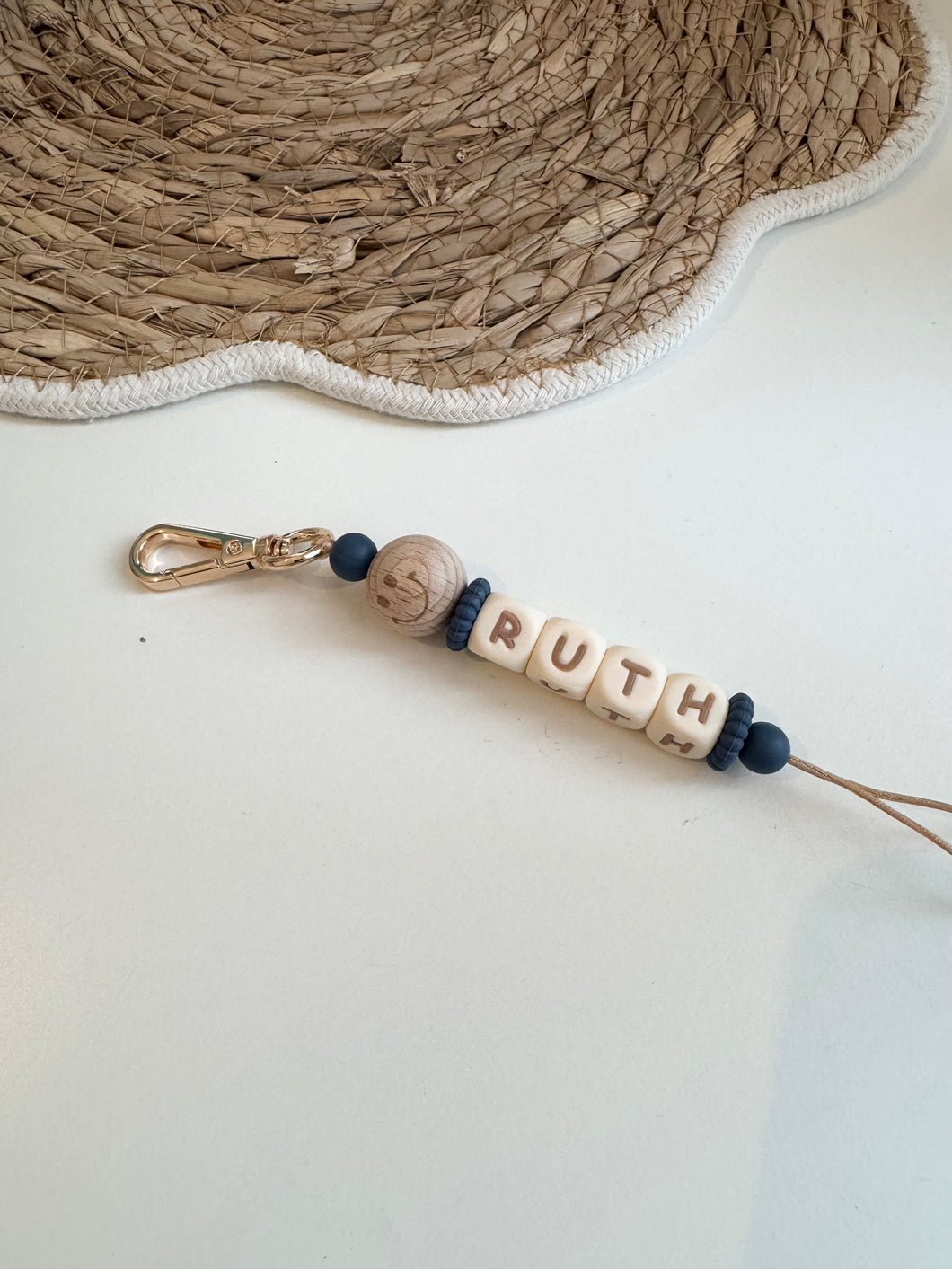 Smiley sleutelhanger blauw