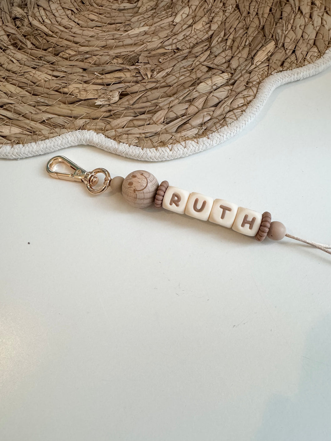 Smiley sleutelhanger bruin