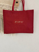 Afbeelding in Gallery-weergave laden, Rode jutte shopper met bedrukking
