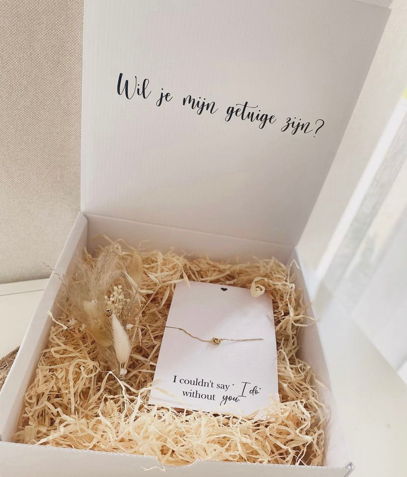 Gelukbox armbandje met droogbloemen