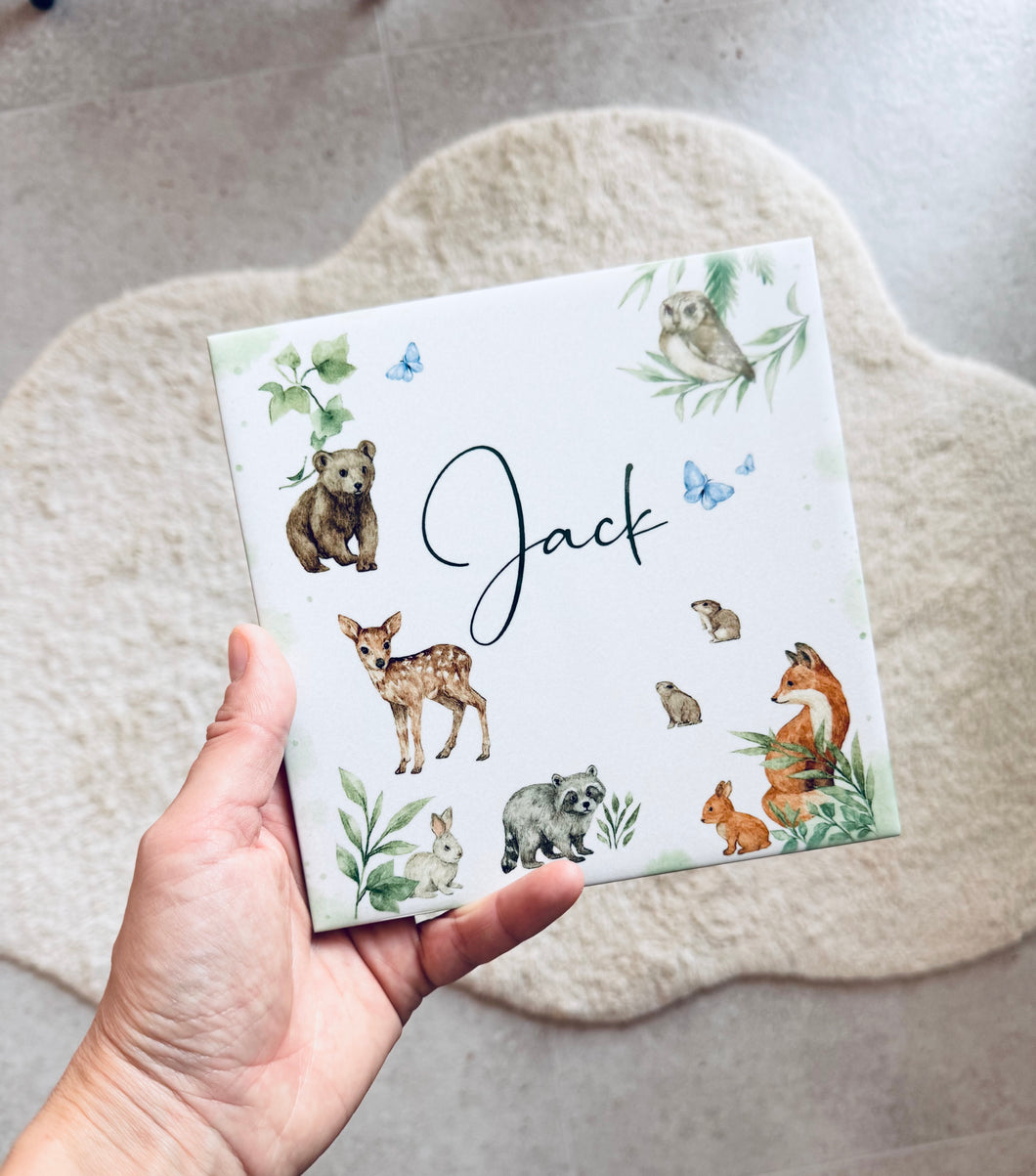 Tegel met foto of geboorte kaartje