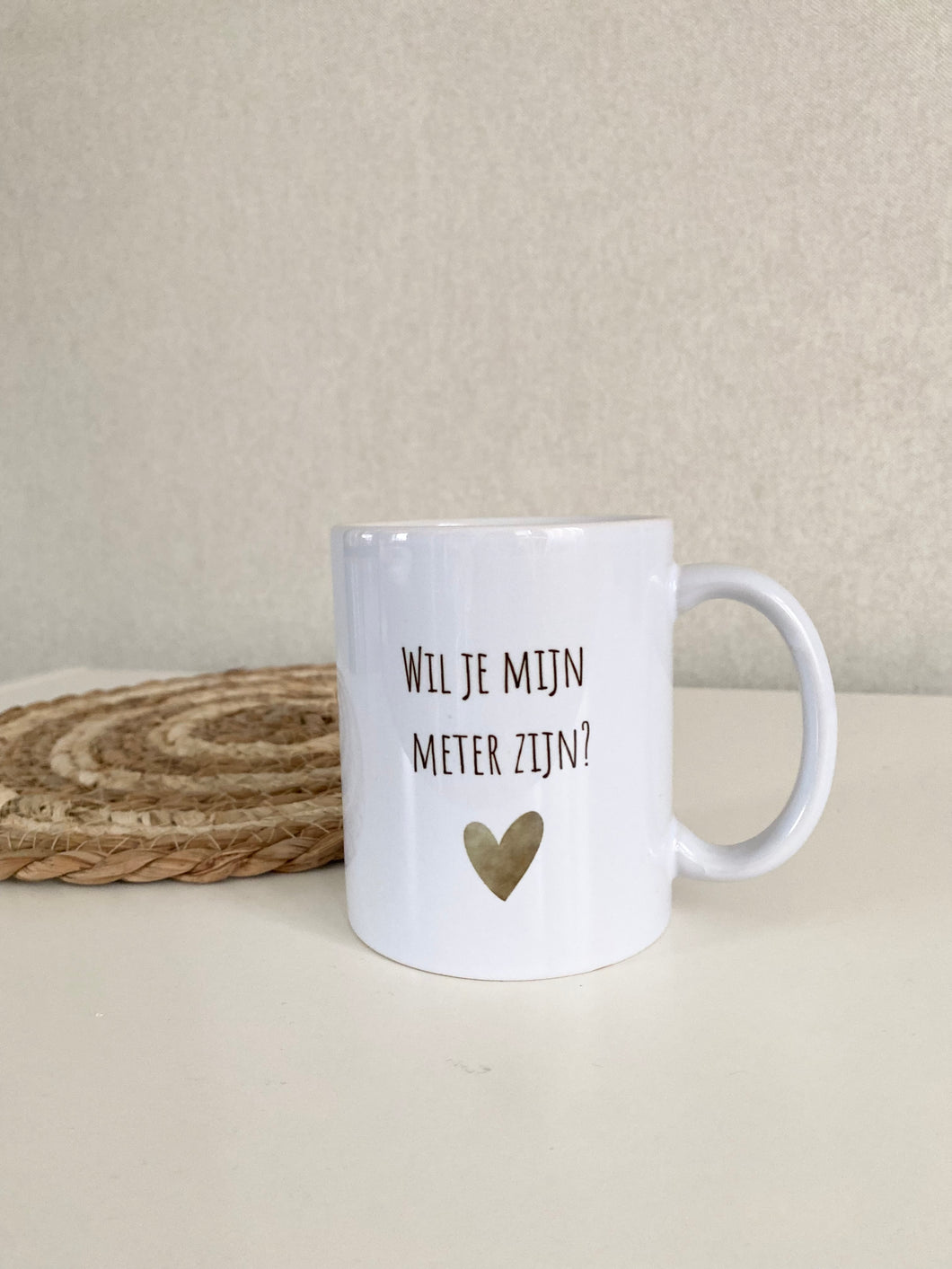 Bedrukte koffie tas met vraag