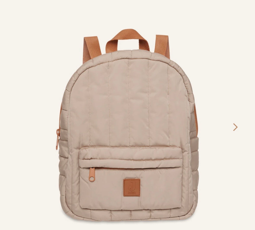 Rugzak puffed beige met naam