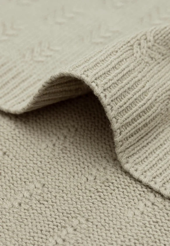 Deken Wieg 75x100cm Grain Knit in olive green m