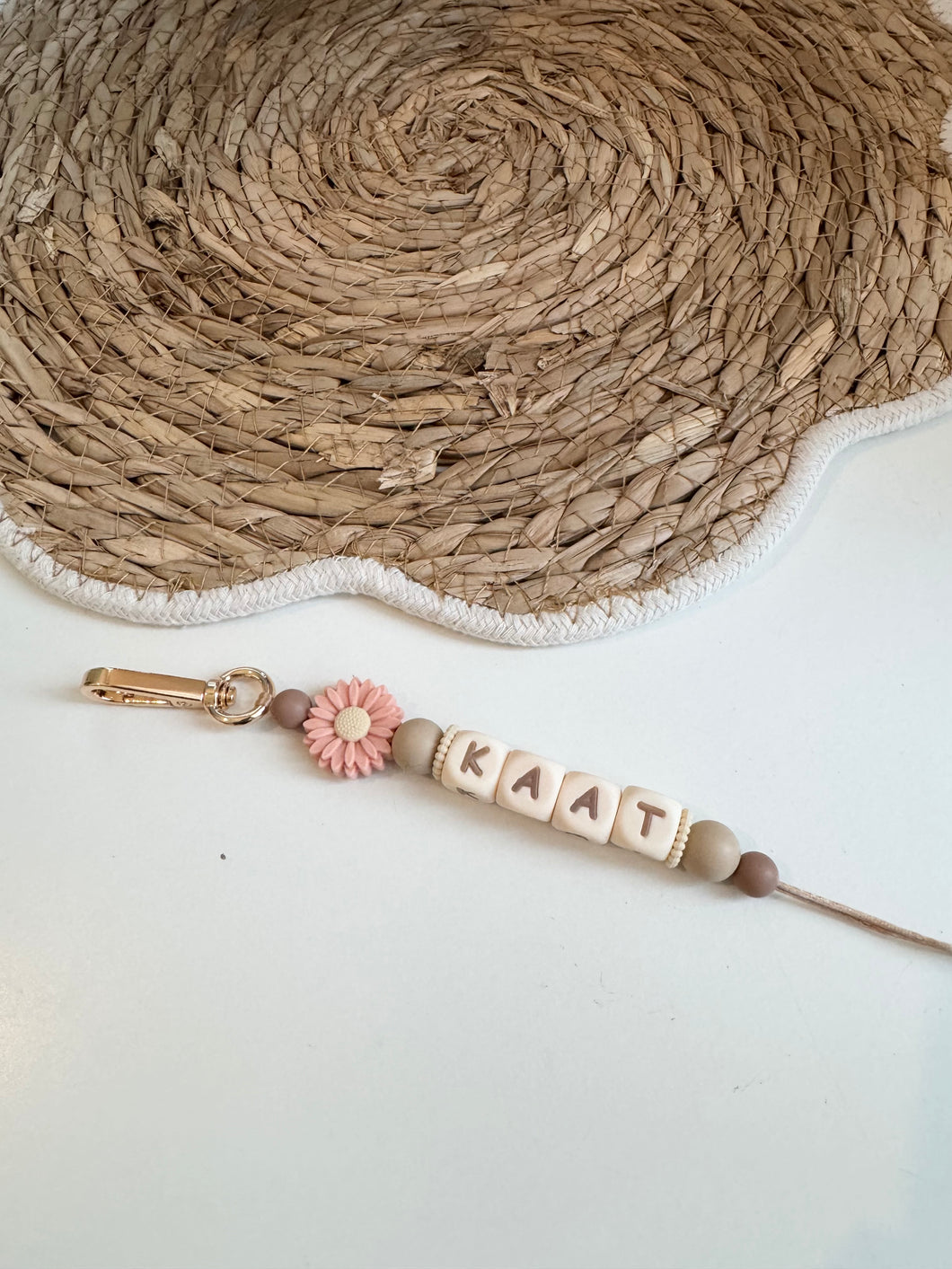Sleutelhanger met roze Daisy
